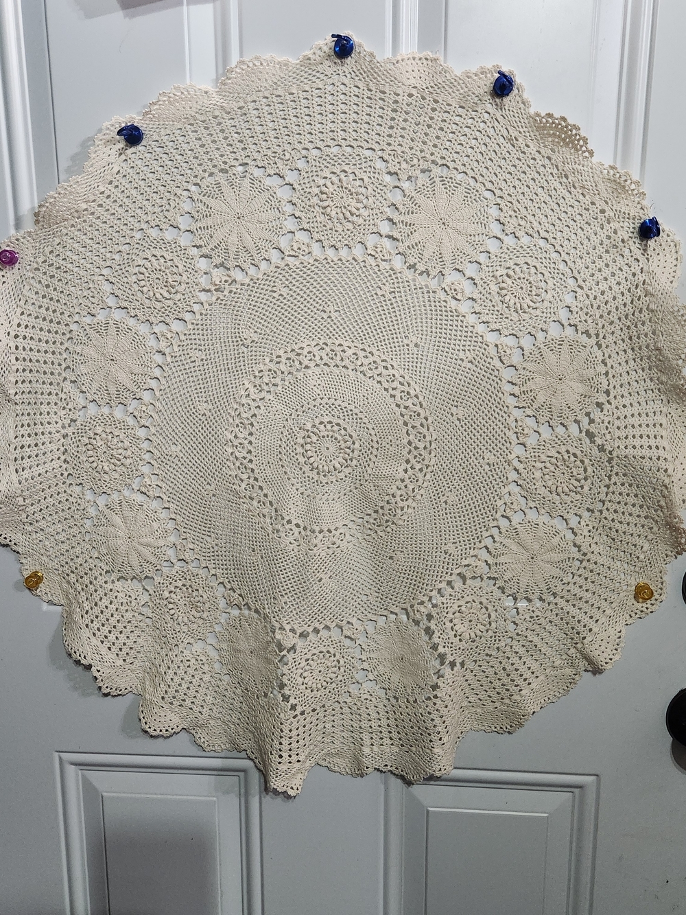 Handmade Cream Crochet Lace Table Doily - Decorative Home Accent